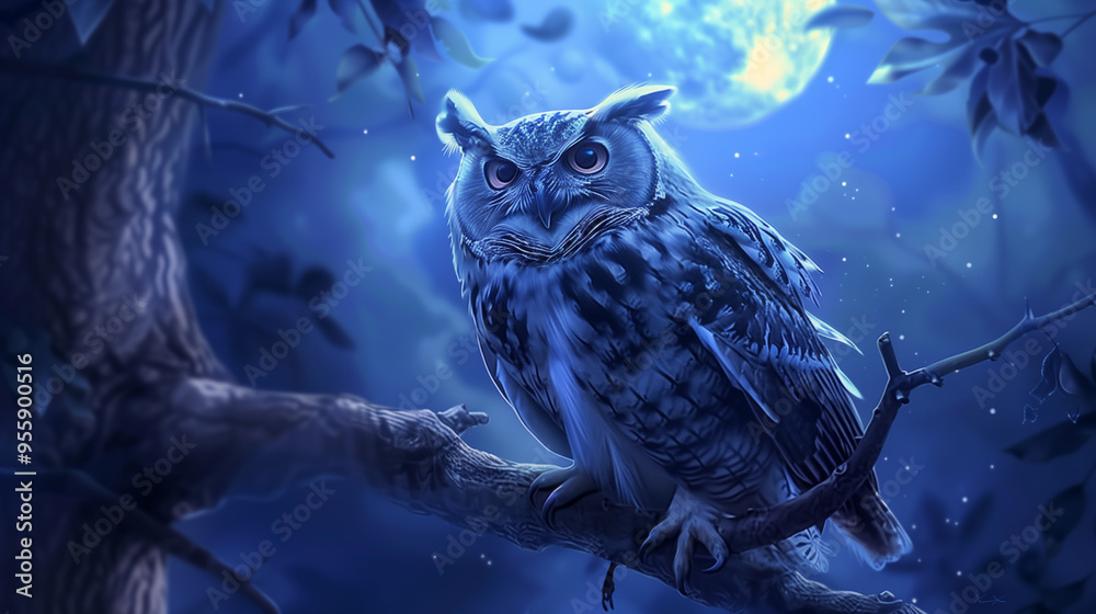 Wise Owl Under Moonlight Wise Owl Under Moonlight