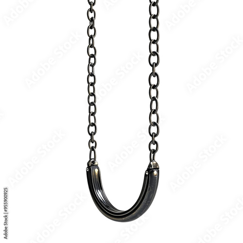 Metal Chain Swing Set Hanging Against a Transparent Background