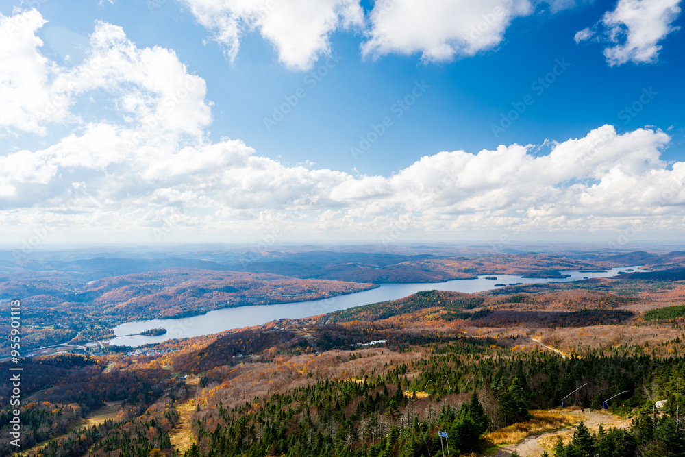 Mont-Tremblant Summit autumn scenery. Laurentian Mountains, Lake Tremblant. Quebec, Canada. Mont-Tremblant Summit autumn scenery. Laurentian Mountains, Lake Tremblant. Quebec, Canada.