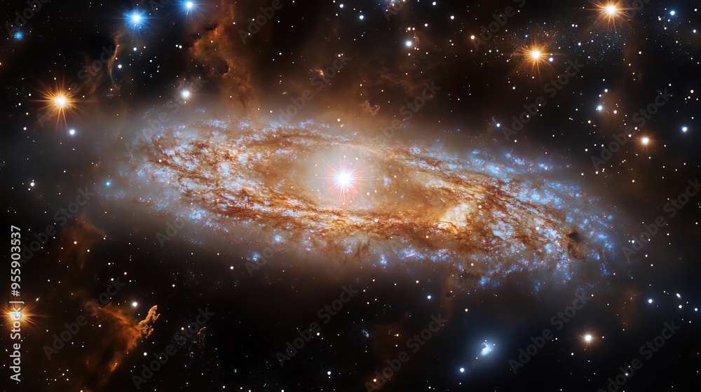 Naklejka premium Star is flung out of its galaxy at hypervelocity likely by the interaction with a supermassive black hole