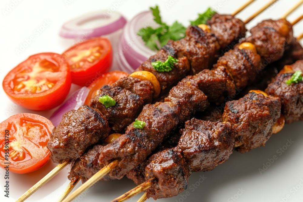Grilled Beef Skewers with Tomatoes and Onions Grilled Beef Skewers with Tomatoes and Onions