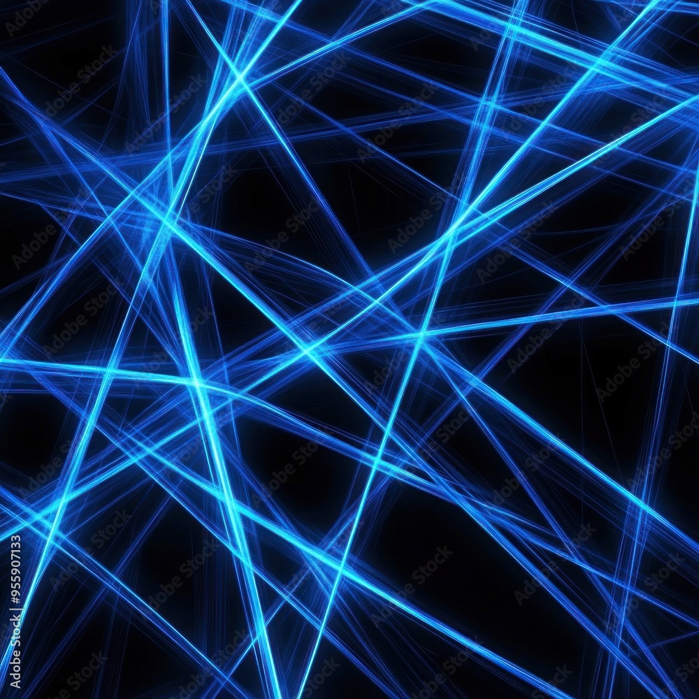 Abstract Blue Lines Intersecting on Black Background Abstract Blue Lines Intersecting on Black Background