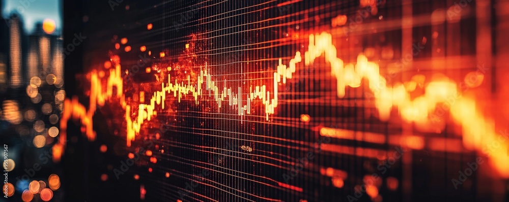 Financial market crash with graphs showing falling interest rates and economic decline Financial market crash with graphs showing falling interest rates and economic decline