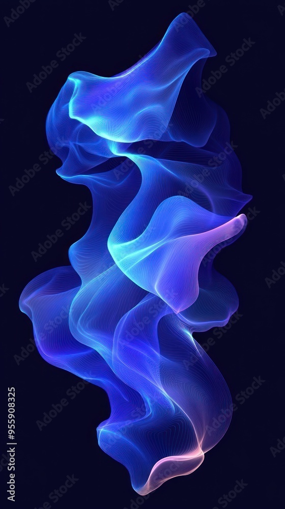 Abstract Blue and Purple Swirling Lines Against a Black Background Abstract Blue and Purple Swirling Lines Against a Black Background