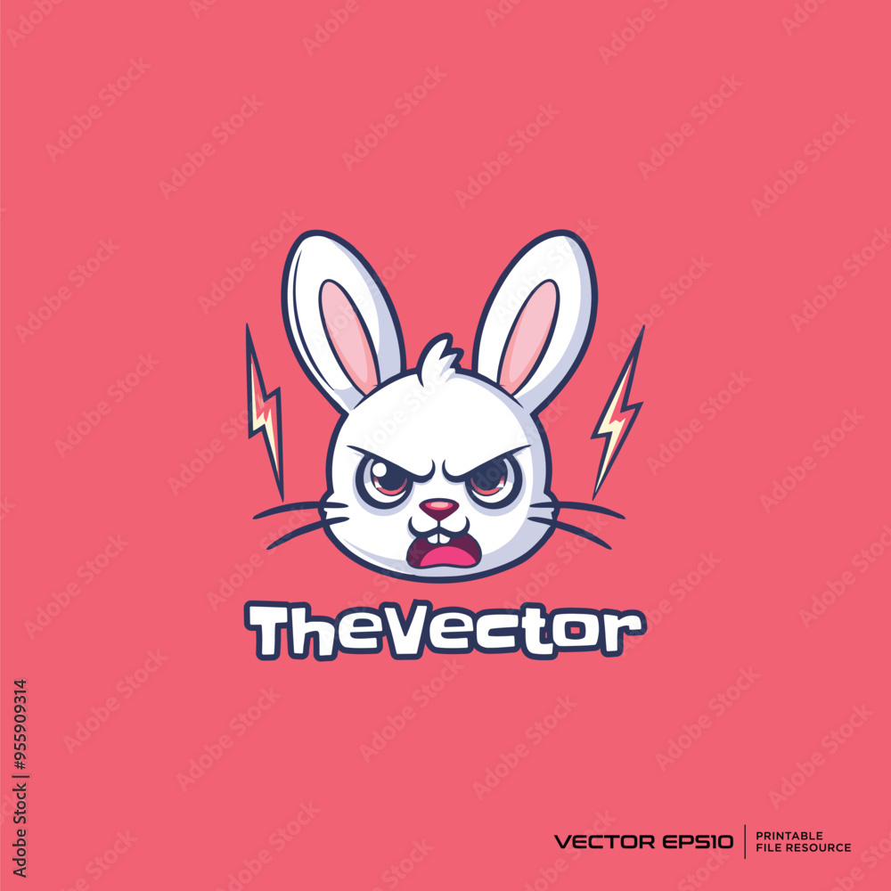 Obraz premium Angry rabbit logo, vector, mascot, character, cartoon, illustration, eps10