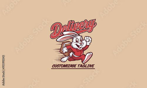 A speedy rabbit delivering a package with a smile.