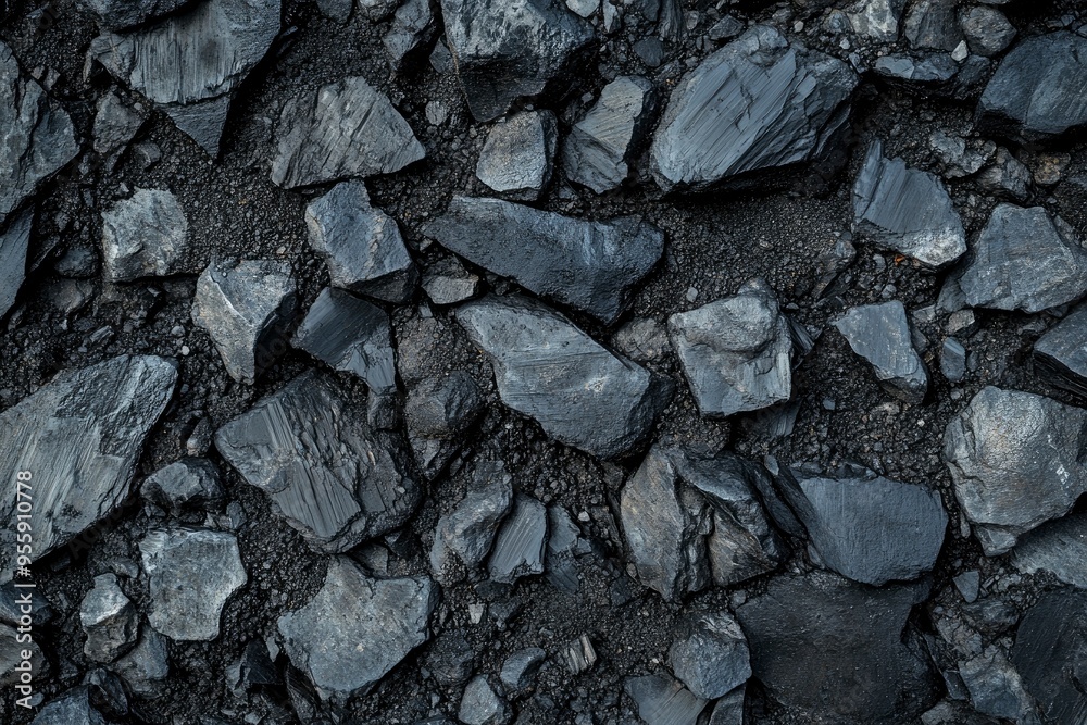 Processed collage of industrial pea coal surface texture. Background for banner, backdrop or texture for 3D mapping with generative ai Processed collage of industrial pea coal surface texture. Background for banner, backdrop or texture for 3D mapping with generative ai