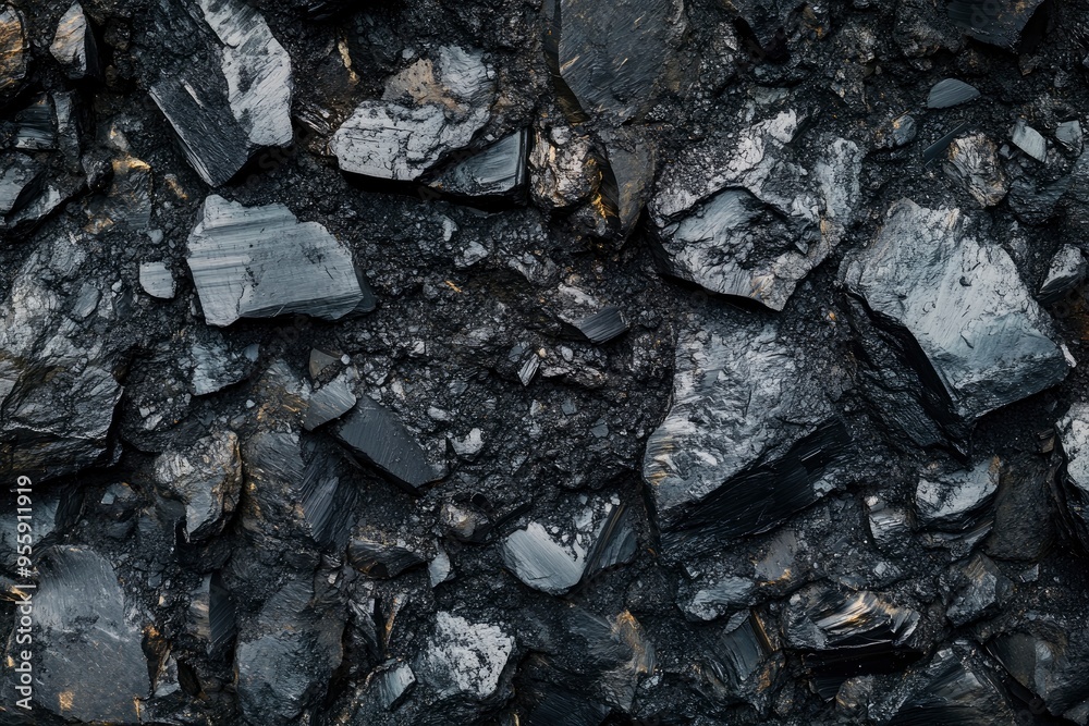 Processed collage of industrial pea coal surface texture. Background for banner, backdrop or texture for 3D mapping with generative ai Processed collage of industrial pea coal surface texture. Background for banner, backdrop or texture for 3D mapping with generative ai