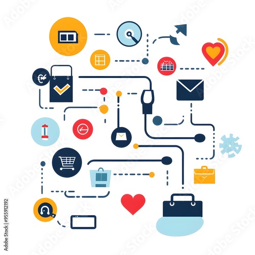 easy-to-understand infographic illustrating the Customer Journey. Use a simple path or flowchart design to represent the stages of the journey1