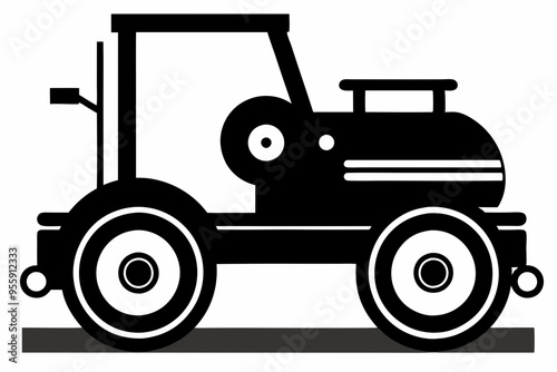 roller machine silhouette, Road roller vector illustration, Construction vehicle