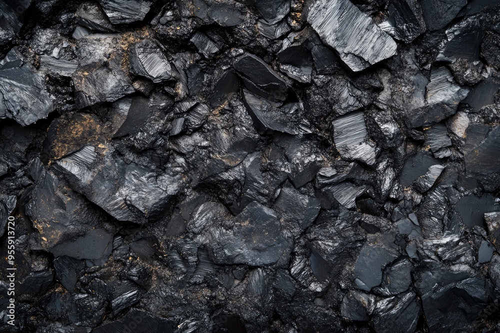 Processed collage of industrial pea coal surface texture. Background for banner, backdrop or texture for 3D mapping with generative ai Processed collage of industrial pea coal surface texture. Background for banner, backdrop or texture for 3D mapping with generative ai