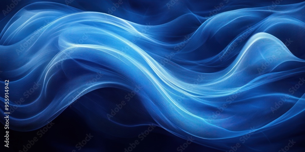 Fototapeta premium Abstract Blue Wavy Lines on a Dark Background