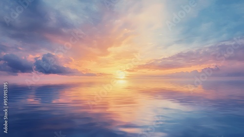 Serene Sunset over Calm Water.