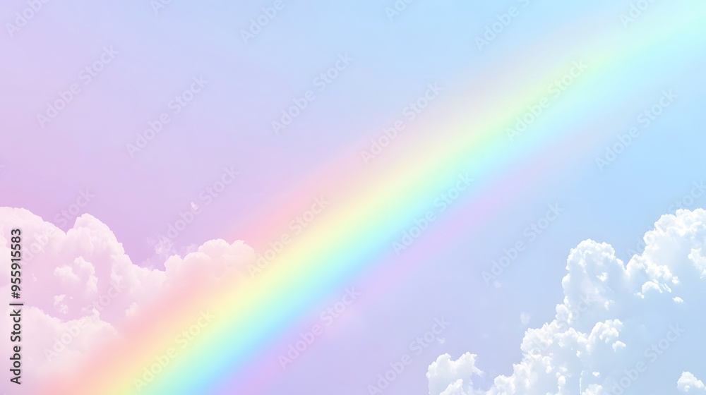 Rainbow and Clouds in a Pastel Sky. Rainbow and Clouds in a Pastel Sky.