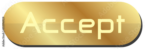 accept in gold color, golden recommendation sign on white background Graphic elements
