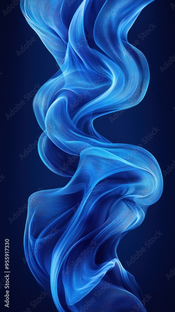 Abstract Blue Fabric Swirling in the Air Abstract Blue Fabric Swirling in the Air