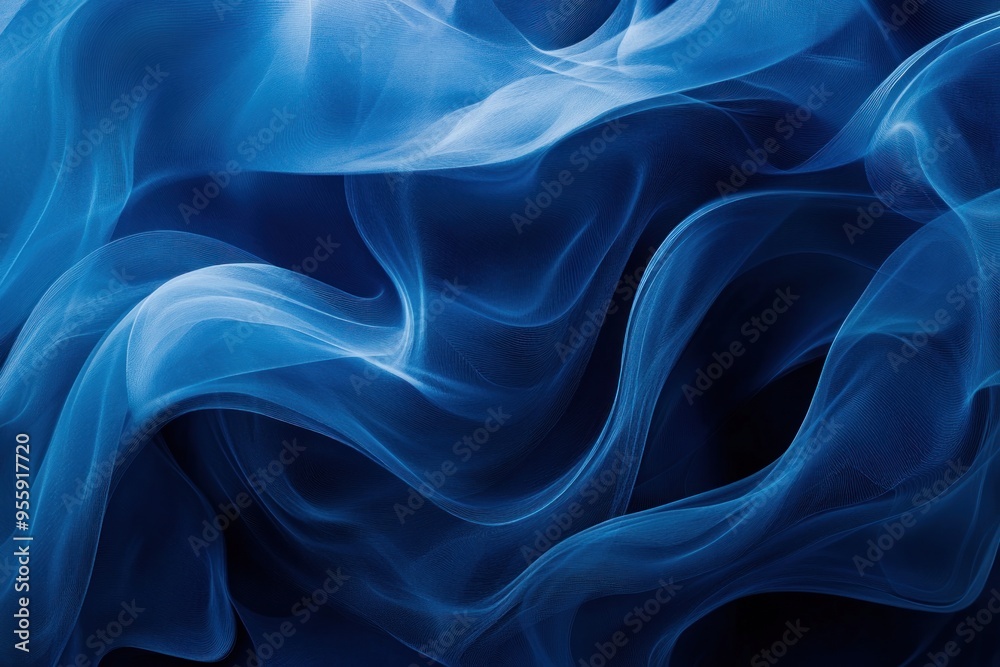 Obraz premium Abstract Blue Fabric with Intricate Waves and Texture