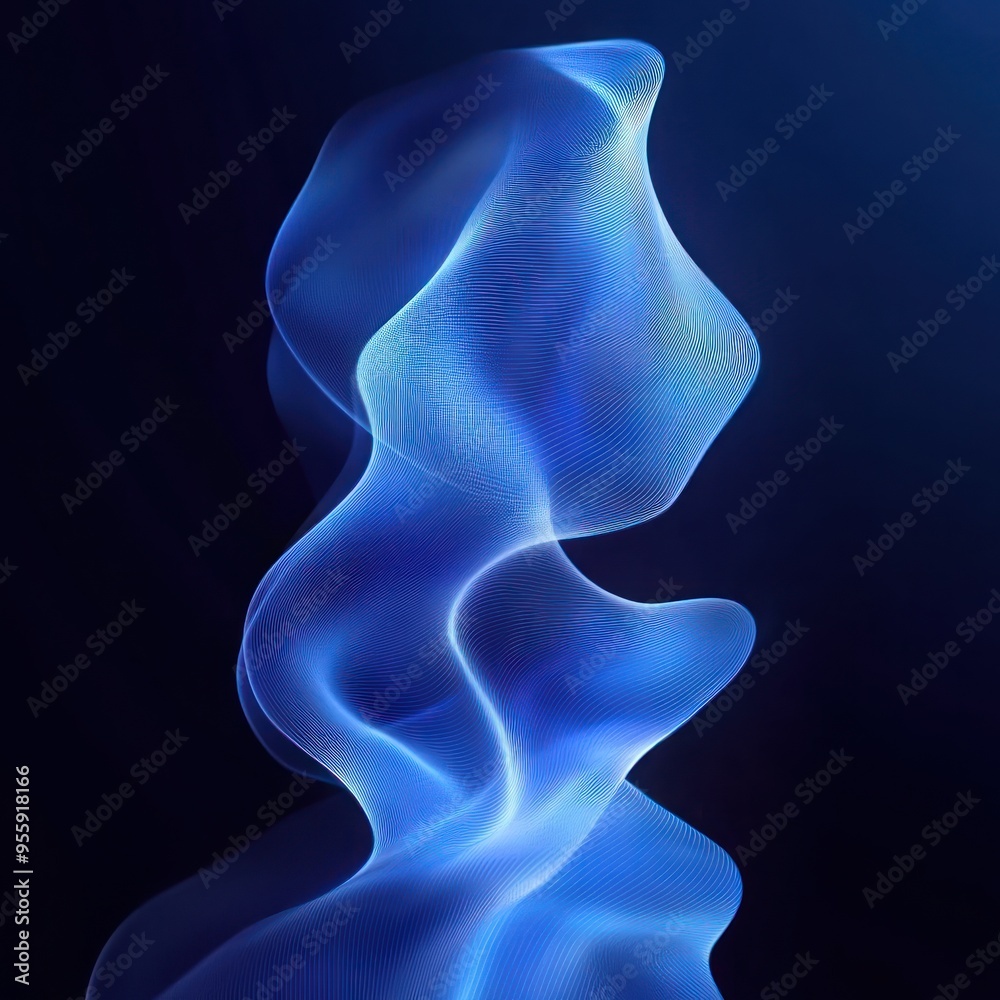 Abstract Blue Curved Lines on a Dark Background Abstract Blue Curved Lines on a Dark Background