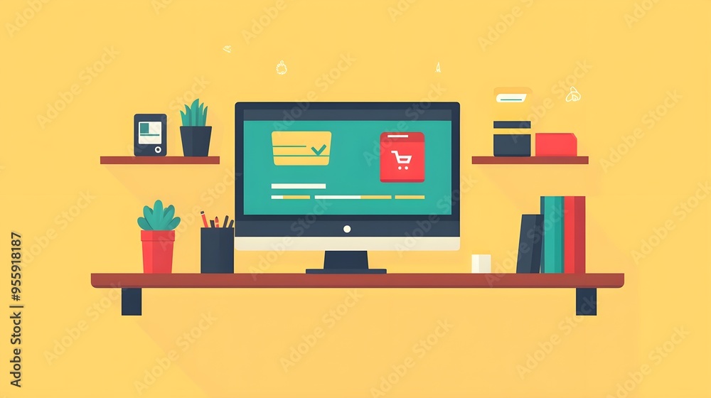 Flat design of an e-commerce checkout page with a simple, clear user interface Flat design of an e-commerce checkout page with a simple, clear user interface