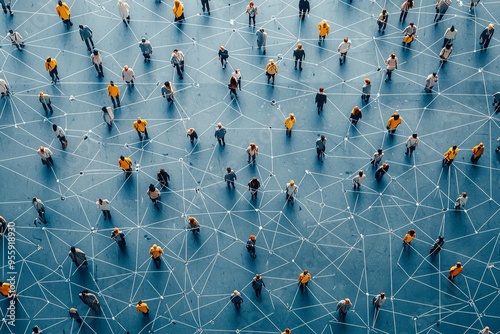 Simple people shapes connected by lines created with Generative AI