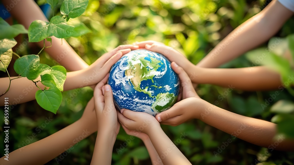 Global community teamwork for World Environment Day: a group of volunteers joining hands in unity. Cooperation leads to success in teamwork and business. Global community teamwork for World Environment Day: a group of volunteers joining hands in unity. Cooperation leads to success in teamwork and business.