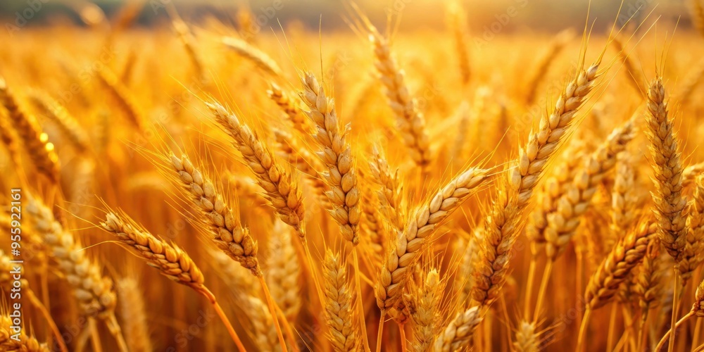 Fototapeta premium Close-up of golden brown wheat field with vibrant colors and textures, wheat, field, golden, brown, stalks, vibrant