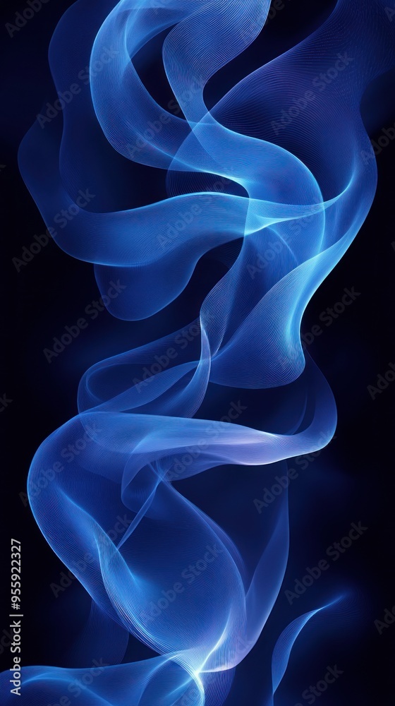 Naklejka premium Abstract Blue and White Swirling Lines on Dark Background