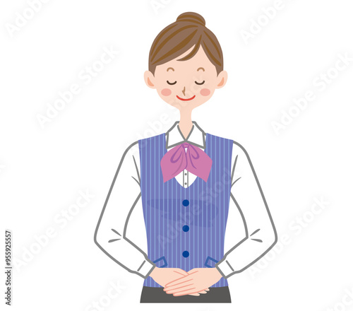 受付　制服　女性　イラスト　コンシェルジュ　
