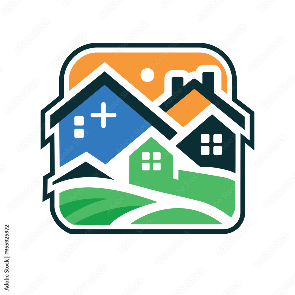 Vector illustration of house view Vector, house logo, house sticker, house icon Vector illustration of house view Vector, house logo, house sticker, house icon