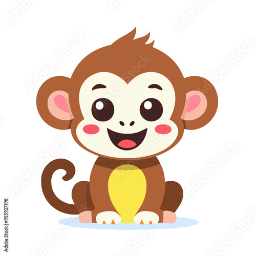 Monkey Cute Small Cartoon Baby Animal Character
