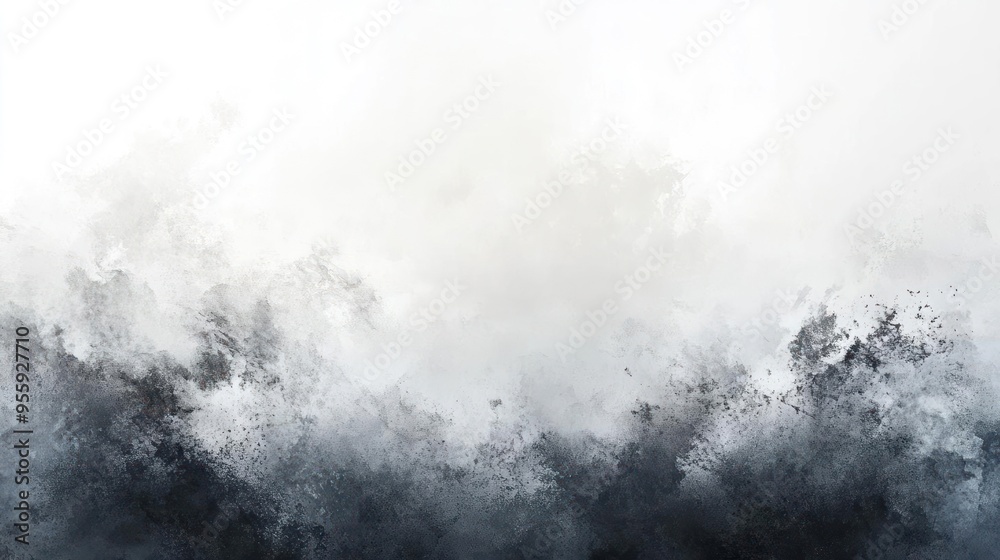 Striking cloudscape painting in shades of blue and grey, conveying a sense of turbulent weather. Striking cloudscape painting in shades of blue and grey, conveying a sense of turbulent weather.