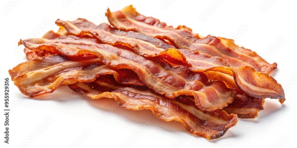 Crispy bacon strips isolated on a white background , bacon, crispy, strips, isolated, white, background, food, delicious Crispy bacon strips isolated on a white background , bacon, crispy, strips, isolated, white, background, food, delicious