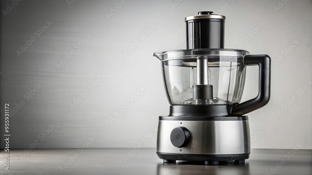 High-powered black and silver food processor for blending tough ingredients High-powered black and silver food processor for blending tough ingredients