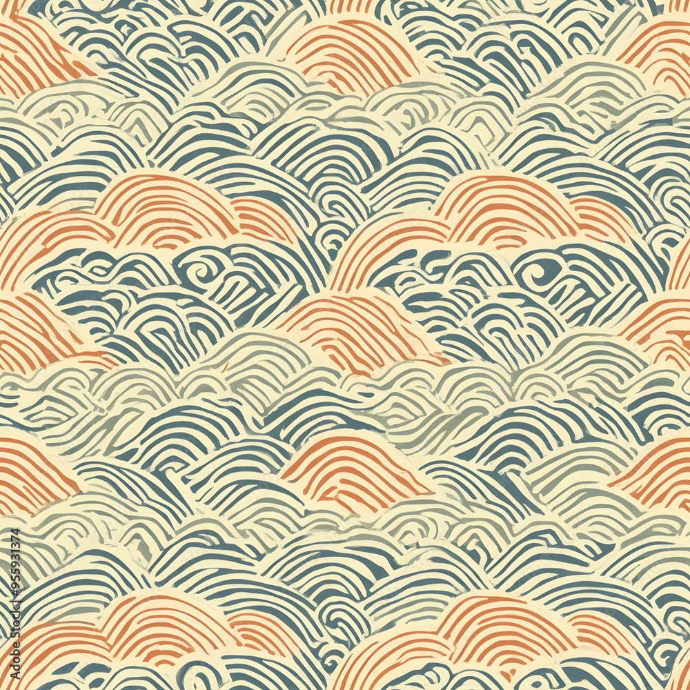 Japanese-style 2D illustrator doodle patterns for floor tiles and wallpaper Japanese-style 2D illustrator doodle patterns for floor tiles and wallpaper