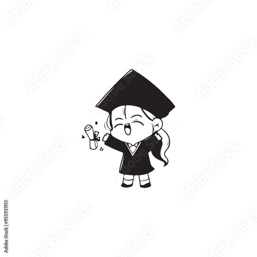 graduation cute girl icon