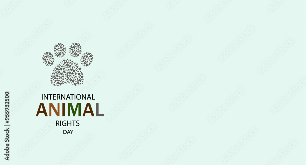 International Animal Rights Day vector banner. Hand drawn flat illustration for poster, flyer, card. Dog paw footprint. dog day, International Animal Rights Day vector banner. Hand drawn flat illustration for poster, flyer, card. Dog paw footprint. dog day,
