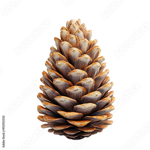 Isolated Pine Cone with Transparent Background, A Detailed Closeup of a Brown Conifer Cone with a Smooth Texture