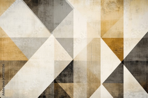 Modern Minimalist Abstract Geometric Pattern in Neutral Tones on Textured Background with Copy Space