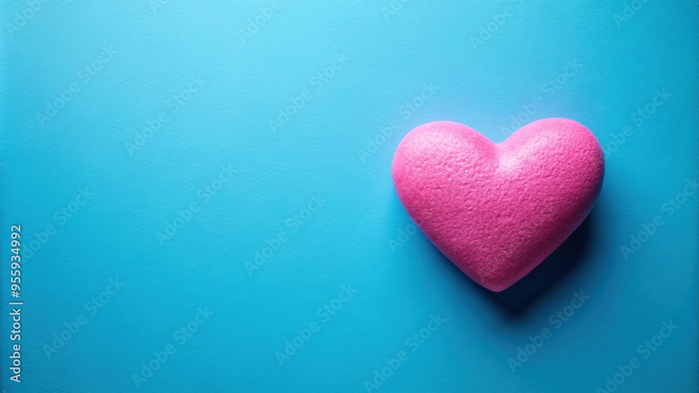 Pink heart on a blue background for Valentine's Day celebration, Valentine's Day, love, romance, heart shape, pink Pink heart on a blue background for Valentine's Day celebration, Valentine's Day, love, romance, heart shape, pink