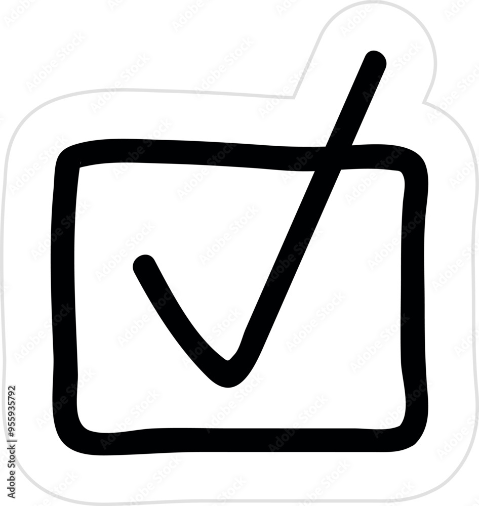 Hand-Drawn Checkmark Icon in Square Hand-Drawn Checkmark Icon in Square