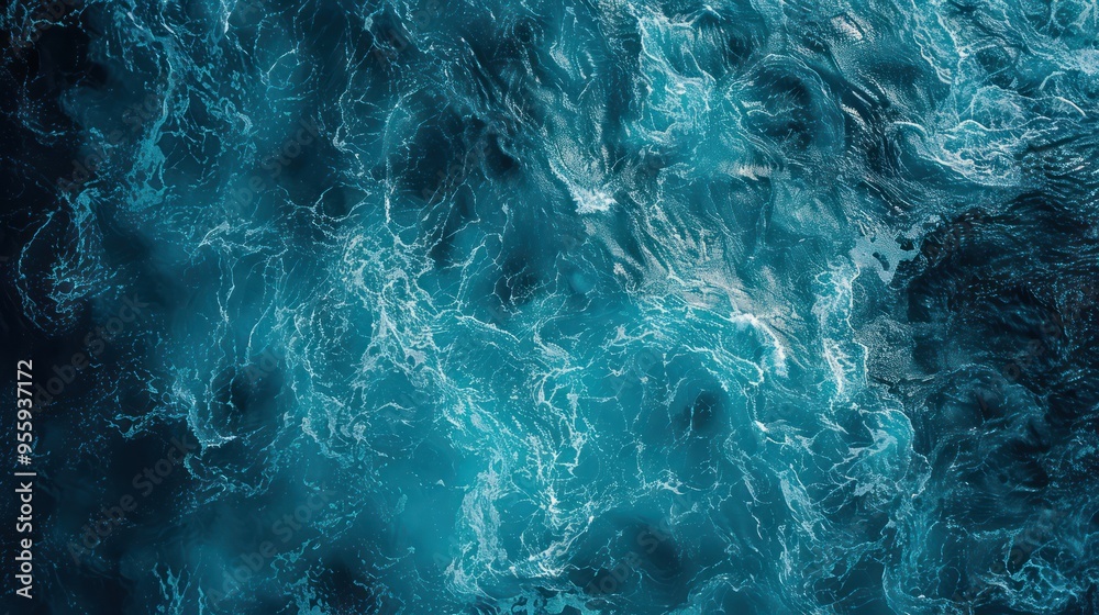 Abstract Swirling Ocean Water with White Foam Abstract Swirling Ocean Water with White Foam