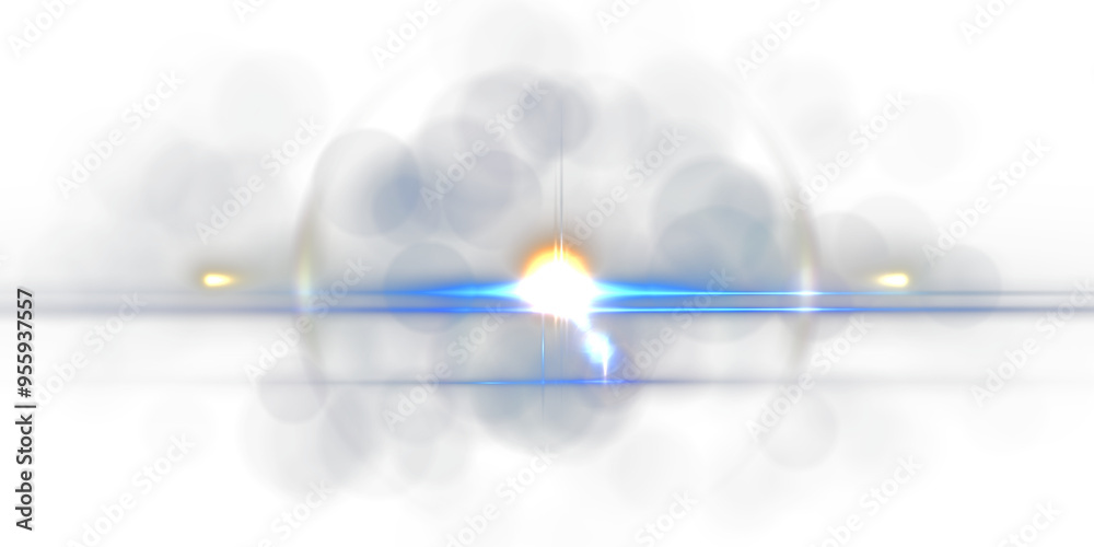 Glow effect. Star sparkles on a transparent background. Light Effects, lens flares, Sun flash with rays or spotlight and bokeh. Glow flare light effect.
