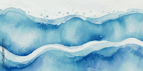 Beautiful soft blue sea water, ocean wave background. Soft blue and white hand printed creative marble texture ocean background.
