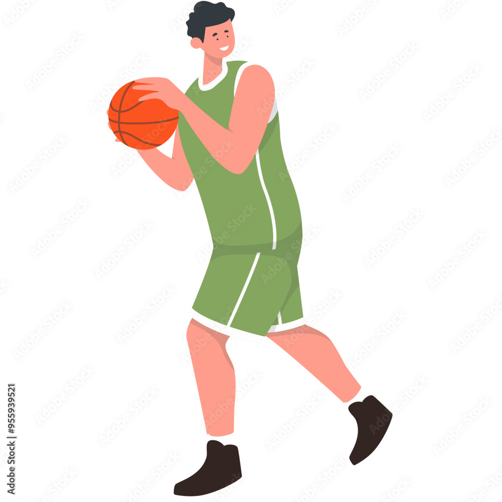 Professional Basketball Player Character. Vector Cartoon Illustration Design
