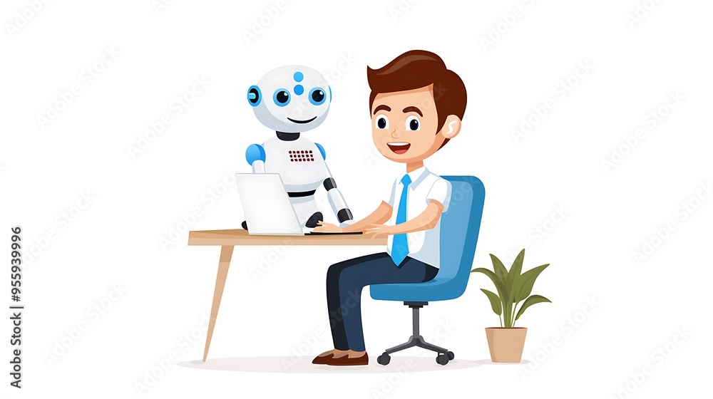 An AI-powered customer service center where chatbots and human agents work together seamlessly, providing efficient and personalized support to customers in a technologically advanced environment An AI-powered customer service center where chatbots and human agents work together seamlessly, providing efficient and personalized support to customers in a technologically advanced environment