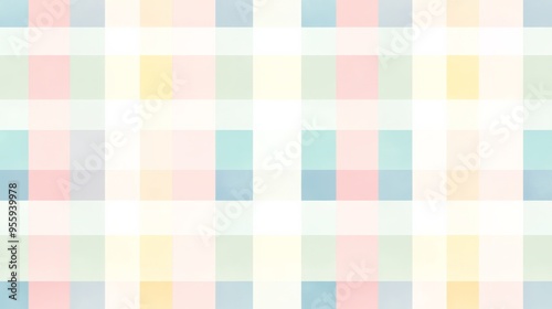 Seamless Pastel Gingham Fabric Pattern with pastel Whimsical Design