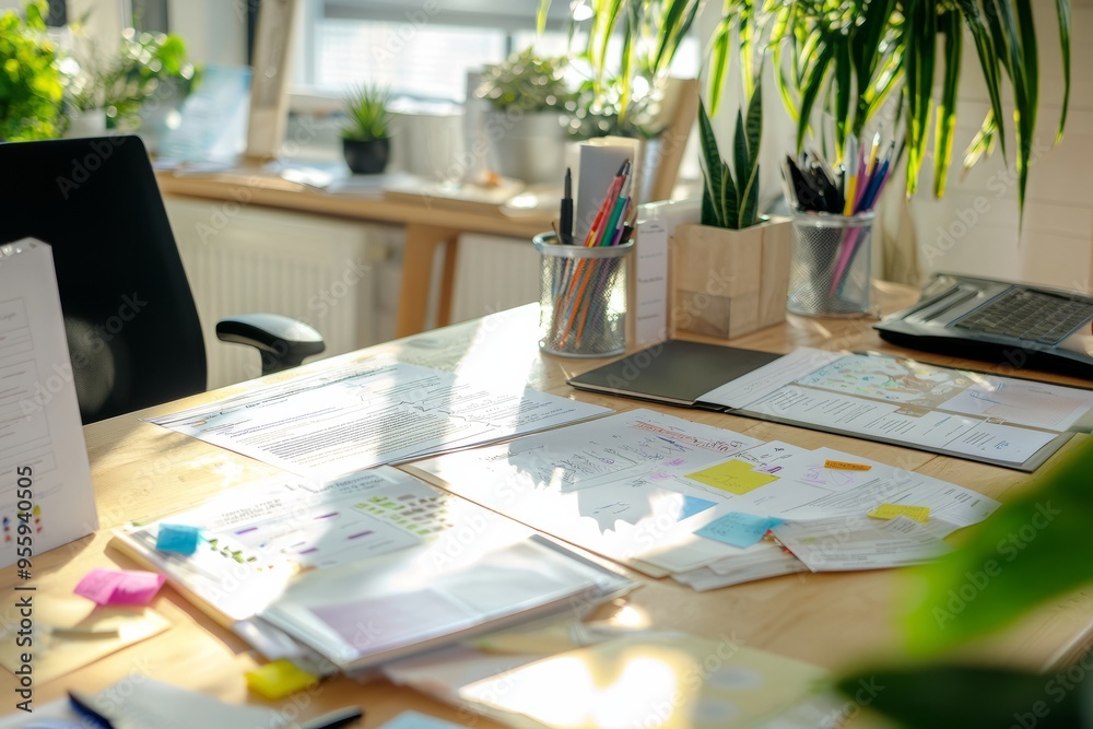 A leader creating policies to promote a culturally inclusive workplace. Desk with policy documents and cultural sensitivity A leader creating policies to promote a culturally inclusive workplace. Desk with policy documents and cultural sensitivity