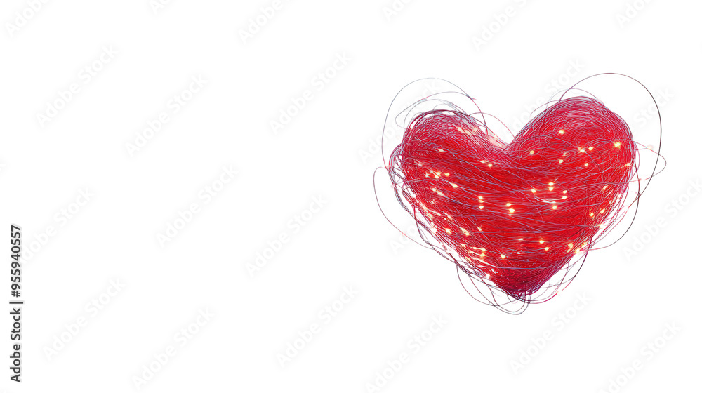 red heart shaped with small lights, isolated, transparent png background red heart shaped with small lights, isolated, transparent png background