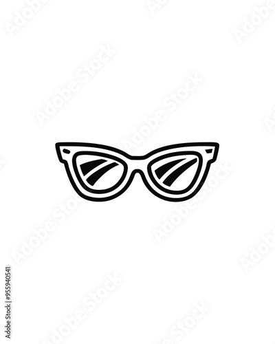 Editable stroke vector of a pair of stylish sunglasses with a cat-eye frame.