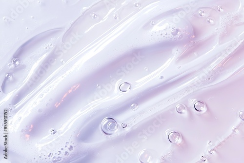 Gel texture. Clear liquid cosmetic background. Skincare serum, beauty cream with bubbles closeup , ai